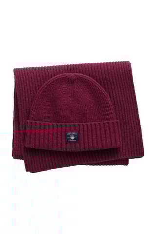 Gorro e écharpe em lã - Bordô