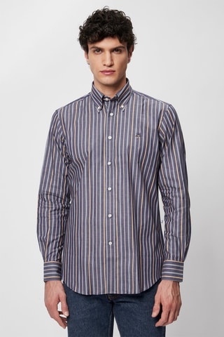 Camisa regular - Azul e bege - Harmont & Blaine Jeans