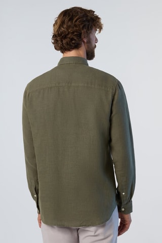 Camisa regular de linho - Verde