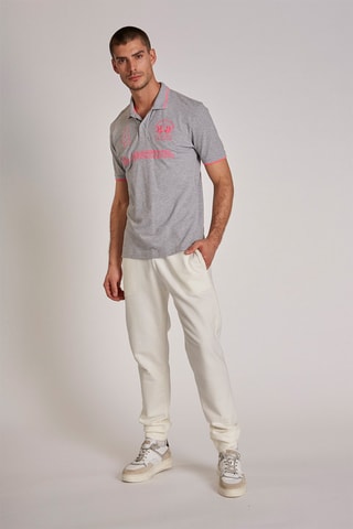 Polo Cinzento mesclado e rosa