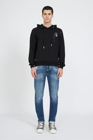 Sweat regular com capuz Hiromi - Preto