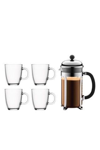 Cafeteira de pistão em aço inoxidável e 4 chávenas Pavina - 1 l - 4 chávenas