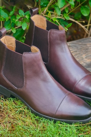 Bottines Chelsea en cuir Sébastien - Marron foncé - Eric Bonchamps