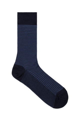 2 paires de chaussettes La chaussette Pied de poule - Bleu et noir - La Maison du Chausseur
