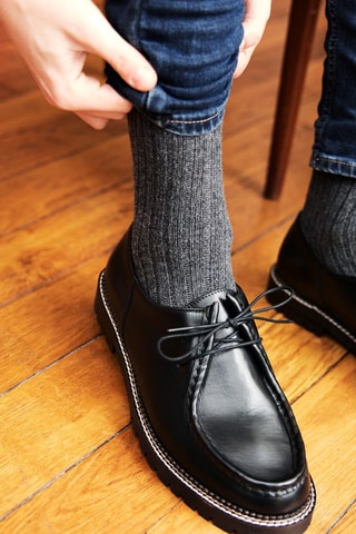Chaussettes en laine La Chaussette à Côtes - Gris - La Maison du Chausseur