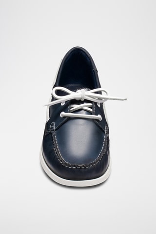 Chaussures bateau en cuir Thomas - Bleu marine - Guillemets