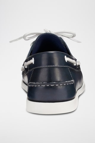 Chaussures bateau en cuir Thomas - Bleu marine - Guillemets