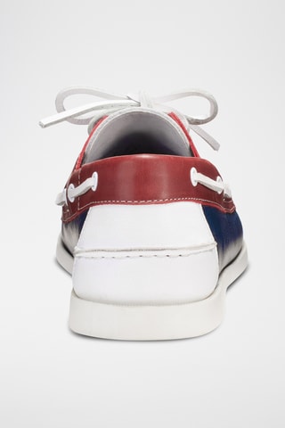 Chaussures bateau en cuir Thomas - Bleu marine et blanc - Guillemets
