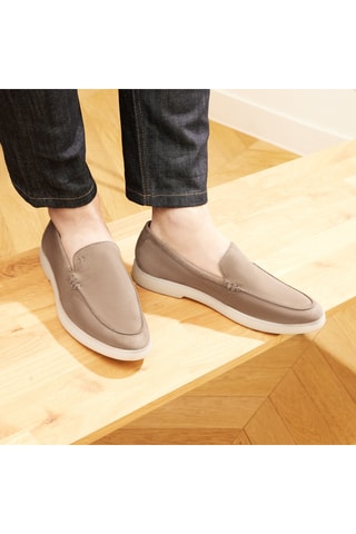 Mocassins en nubuck Hélios - Taupe - Guillemets
