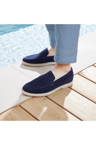 Mocassins en nubuck Hélios - Bleu marine - Guillemets