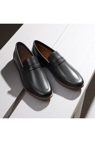 Mocassins en cuir Lucas - Noir - Guillemets