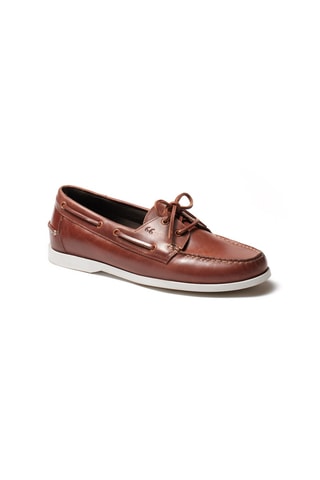 Chaussures bateau en cuir Thomas - Marron - Guillemets