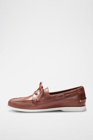 Chaussures bateau en cuir Thomas - Marron - Guillemets