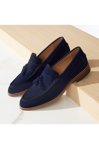 Mocassins en nubuck Romain - Bleu marine - Guillemets