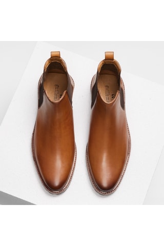 Bottines Chelsea en cuir Hector - Camel - Guillemets