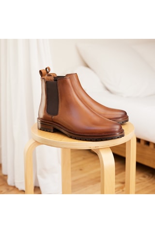 Bottines Chelsea en cuir Hector - Camel - Guillemets