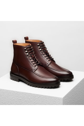 Boots en cuir Achille - Marron - Guillemets
