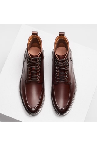 Boots en cuir Achille - Marron - Guillemets