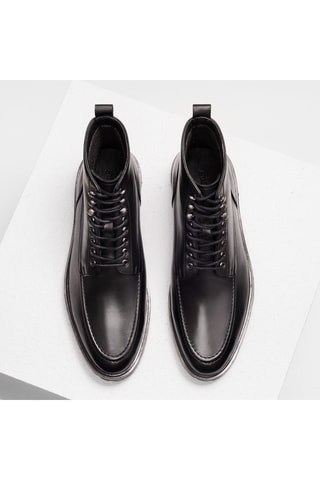 Boots en cuir Achille - Noir - Guillemets