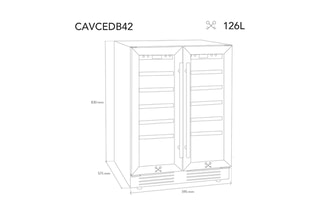 Adega de vinho encastrável Dual zone - 42 garrafas - 126 l