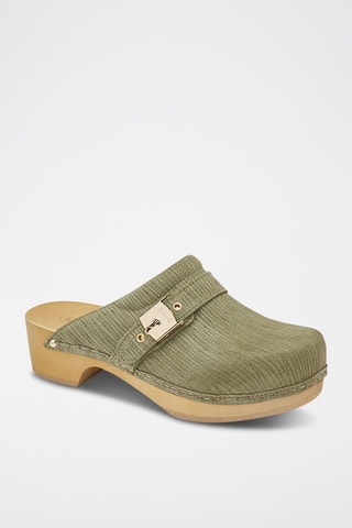 Sabots à talons en nubuck Pescura Clog 50 - Vert clair