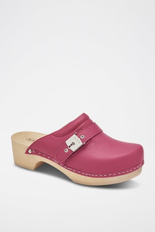 Sabots à talons en cuir Pescura Clog 50 - Fuchsia