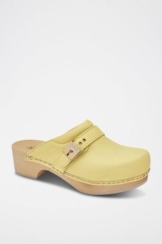 Sabots à talons en cuir Pescura Clog 50 - Jaune clair