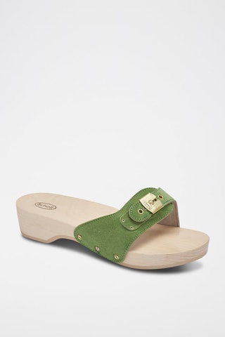 Mules à talons en nubuck Pescura Heel Vert