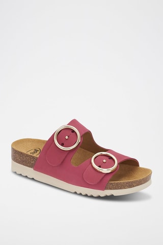 Mules en nubuck Malibu' 2 Straps - Fuchsia