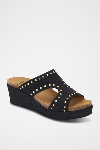 Mules compensées en nubuck Marbella Mule - Noir