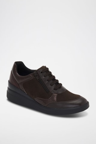 Baskets en cuir et nubuck Emma - Marron
