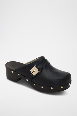 Mules à talons en cuir Pescura Clog 50 - Noir