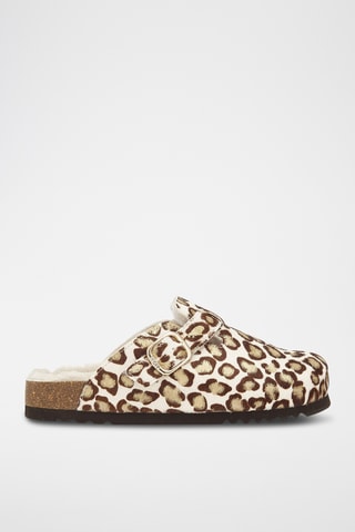 Sabots fourrés en cuir de mouton Fae New - Beige