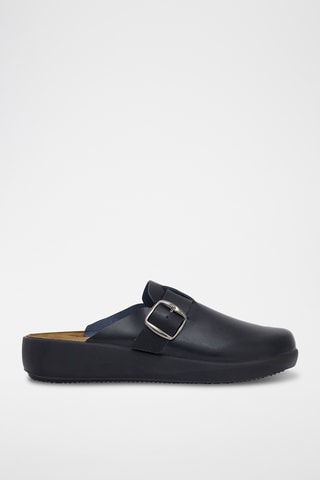 Sabots compensés en cuir Nilla - Noir