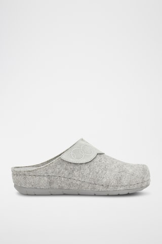 Pantoufles en laine et nubuck Bruges - Gris clair chiné