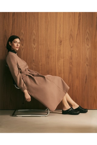 Sabots fourrés en cuir Pescura Phoebe - Noir