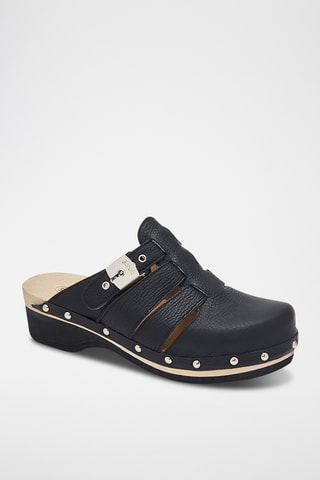 Sabots en cuir Pescura Emily - Noir