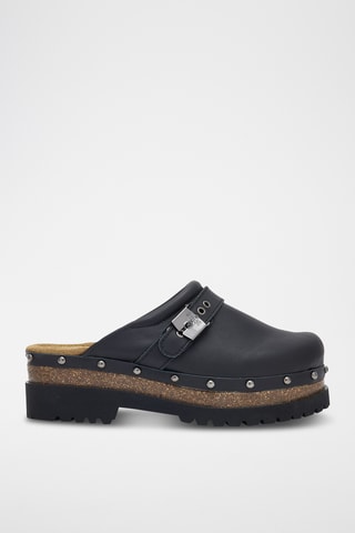 Sabots en cuir Cindy Cork - Noir