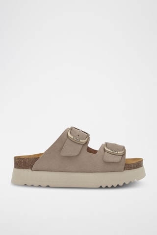 Mules en nubuck Lucie - Beige foncé