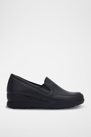 Slip-on compensés en cuir Edda - Noir