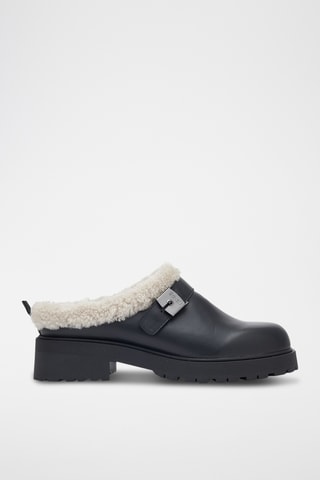 Sabots fourrés en cuir Dahlia - Noir