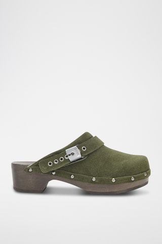 Sabots en nubuck Robin - Vert olive