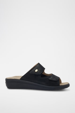 Mules compensées en nubuck Antonia - Noir