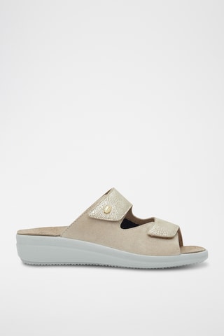 Mules compensées en nubuck Antonia - Beige