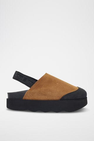 Sabots plateformes en nubuck Abby - Marron et noir