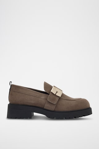 Mocassins à talons en nubuck Kendal - Taupe