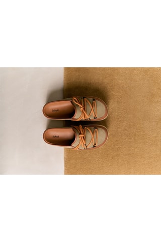 Sabots plateformes en cuir Lindsay - Kaki