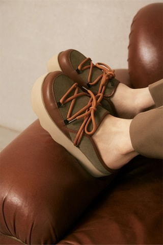 Sabots plateformes en cuir Lindsay - Kaki