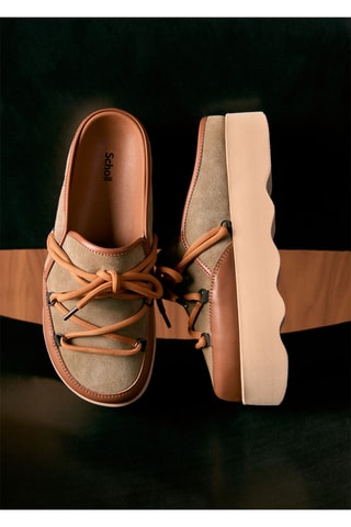 Sabots plateformes en cuir Lindsay - Kaki