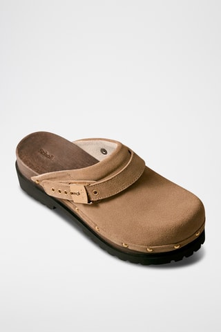 Sabots à talons en nubuck Cindy - Taupe